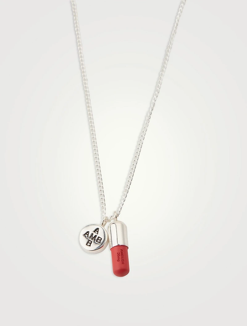 Sterling Silver Pill Charm Necklace
