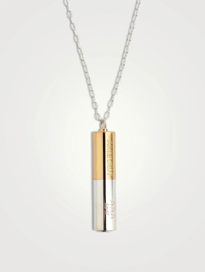 Sterling Silver Battery Charm Necklace