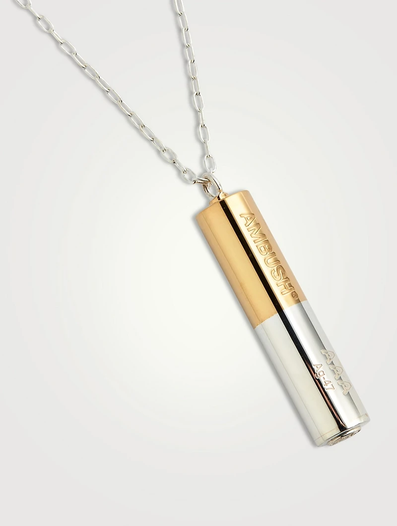 Sterling Silver Battery Charm Necklace