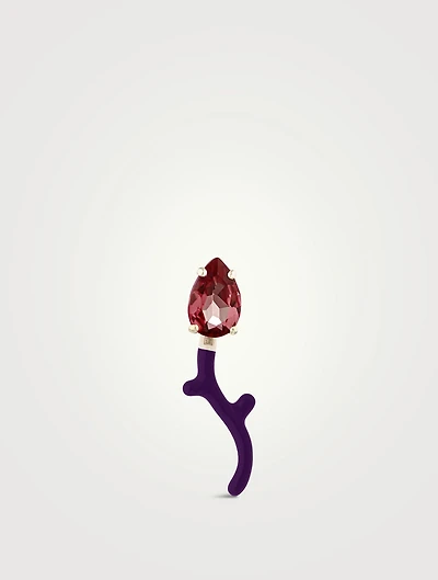 Foxy Tendril Earring With Garnet