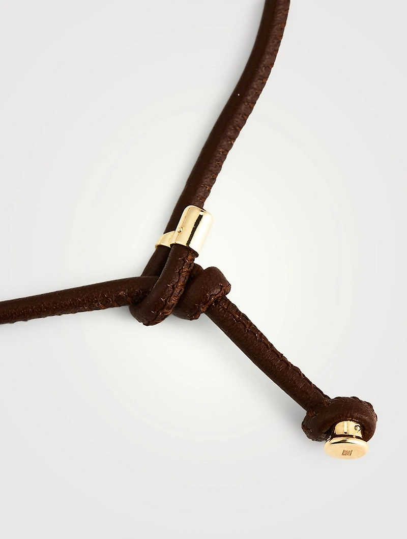 Pop Leather Choker Necklace With Smoky Quartz