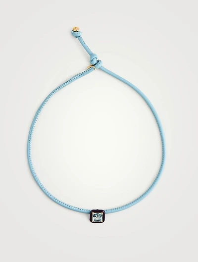 Pop Leather Choker Necklace With Topaz