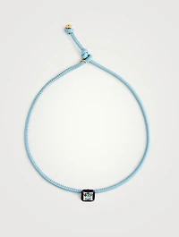 Pop Leather Choker Necklace With Topaz
