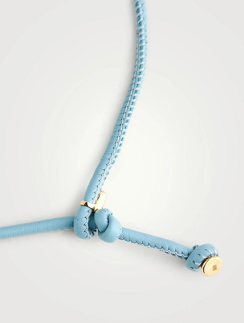 Pop Leather Choker Necklace With Topaz