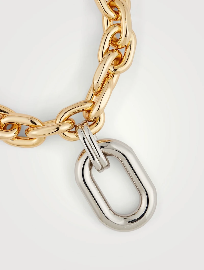 XL Link Two-Tone Pendant Necklace