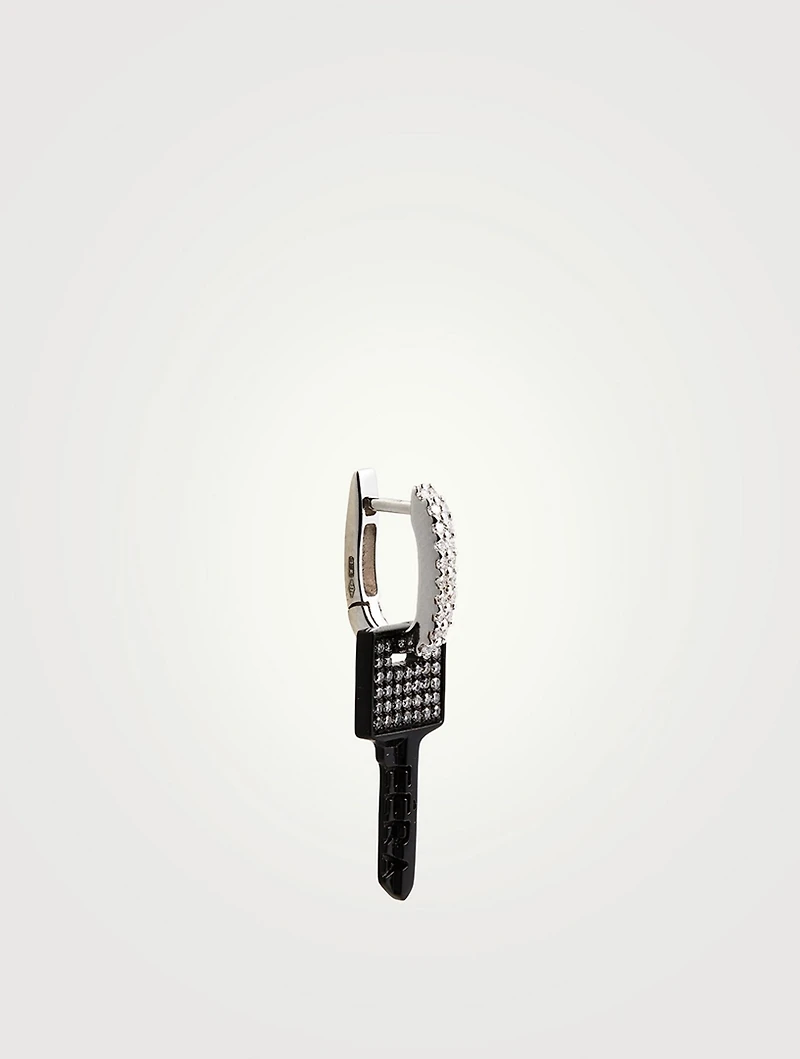 18K White Gold Key Earrings With Diamonds