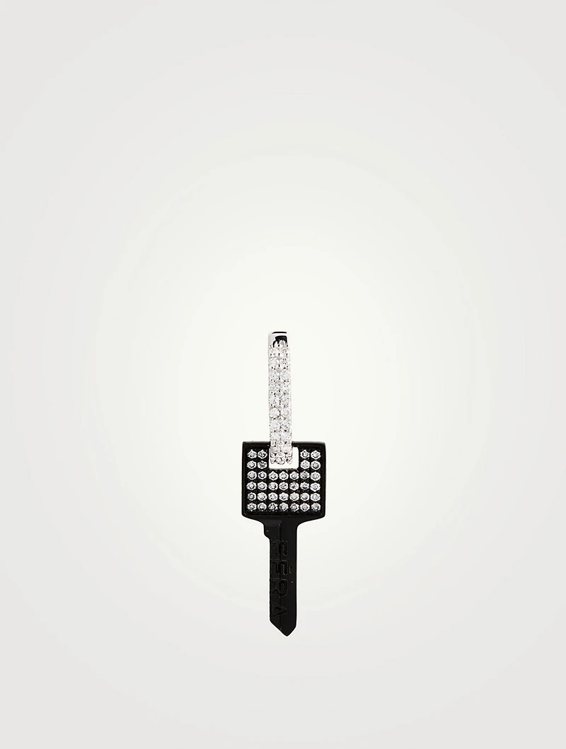 18K White Gold Key Earrings With Diamonds