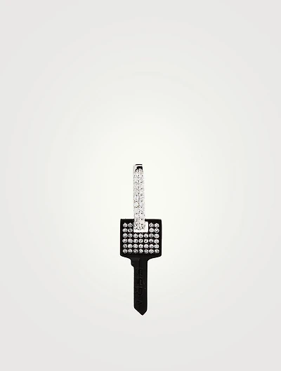 18K White Gold Key Earrings With Diamonds