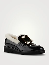Viv' Rangers Shearling-Lined Patent Leather Loafers