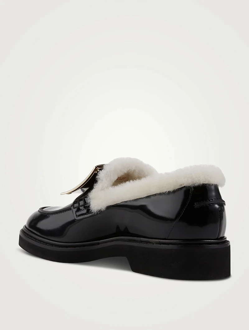 Viv' Rangers Shearling-Lined Patent Leather Loafers