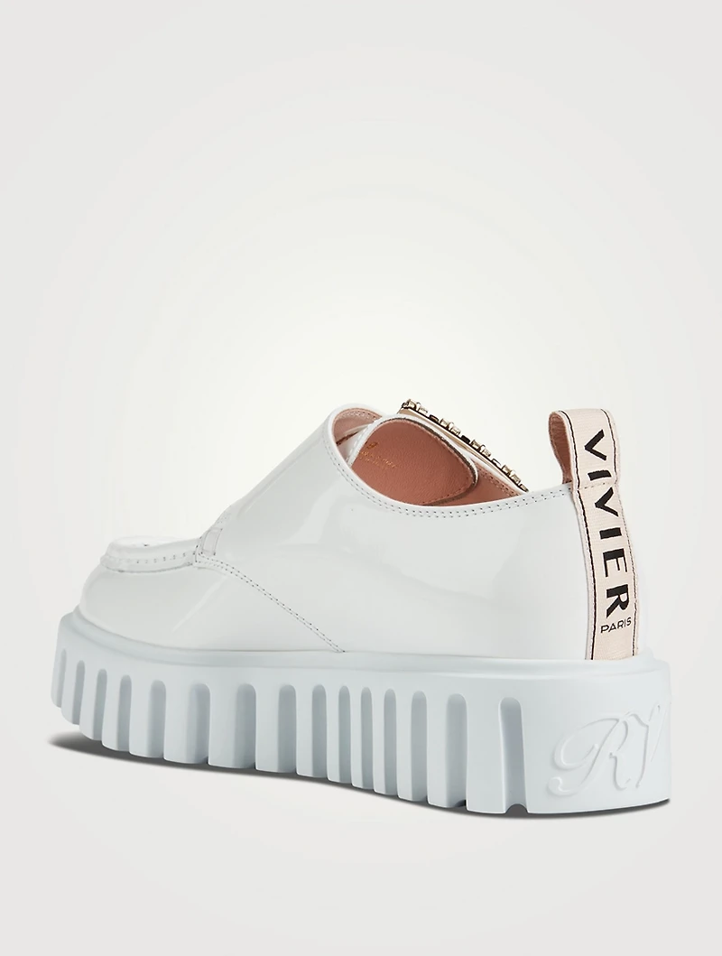 Viv' Go Strass Buckle Patent Leather Creepers