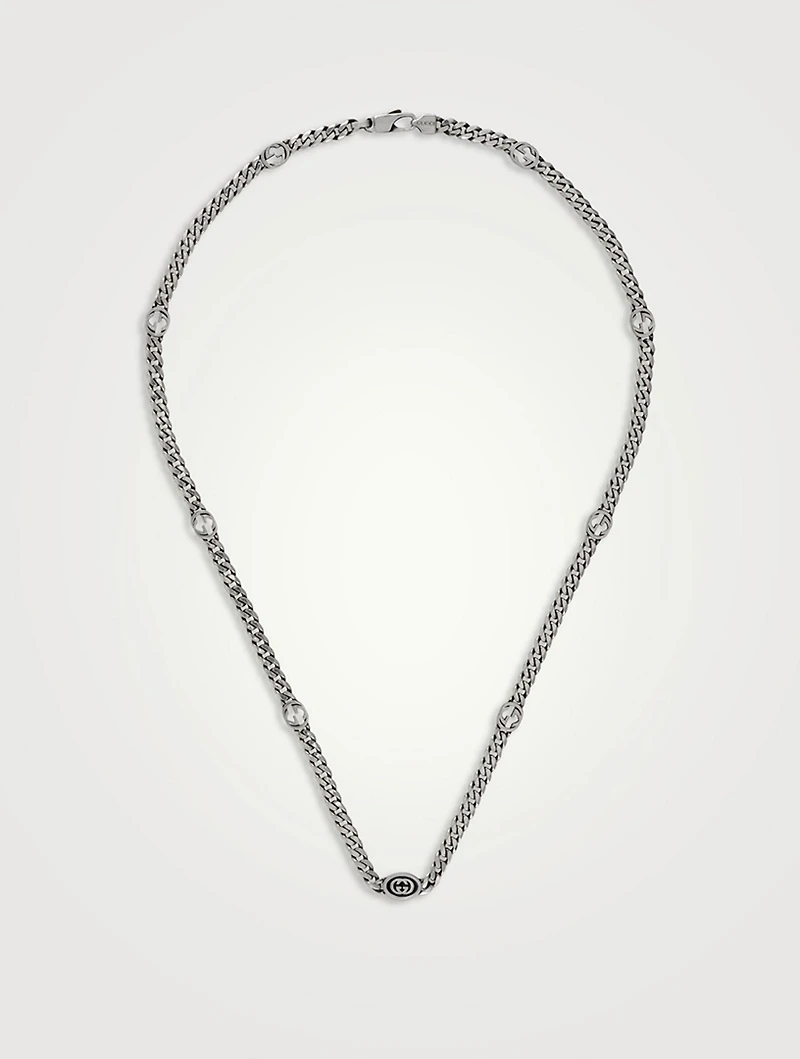 Thin Interlocking G Sterling Silver Necklace