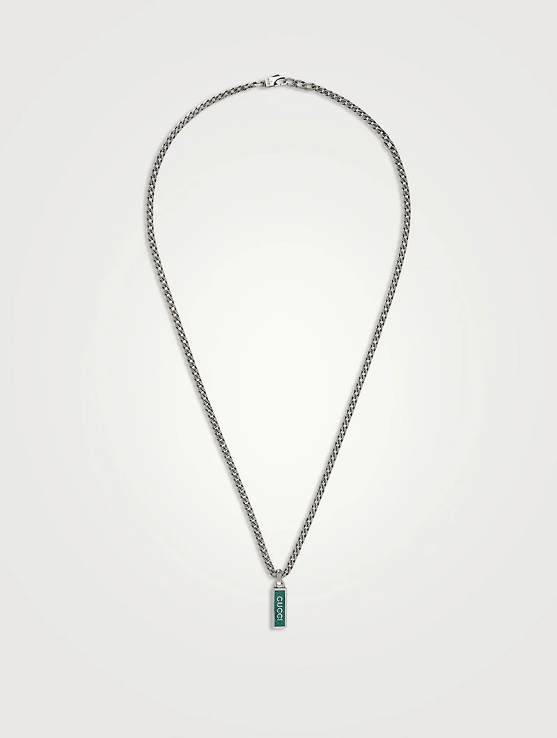 Sterling Silver Necklace With Enamel Pendant