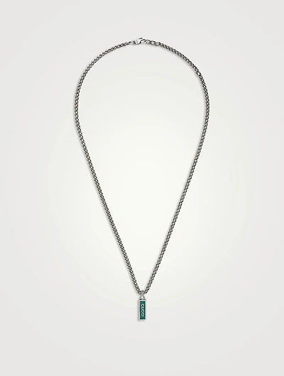 Sterling Silver Necklace With Enamel Pendant