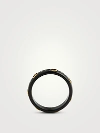 Interlocking G 18K Gold Icon Ring With Synthetic Corundum