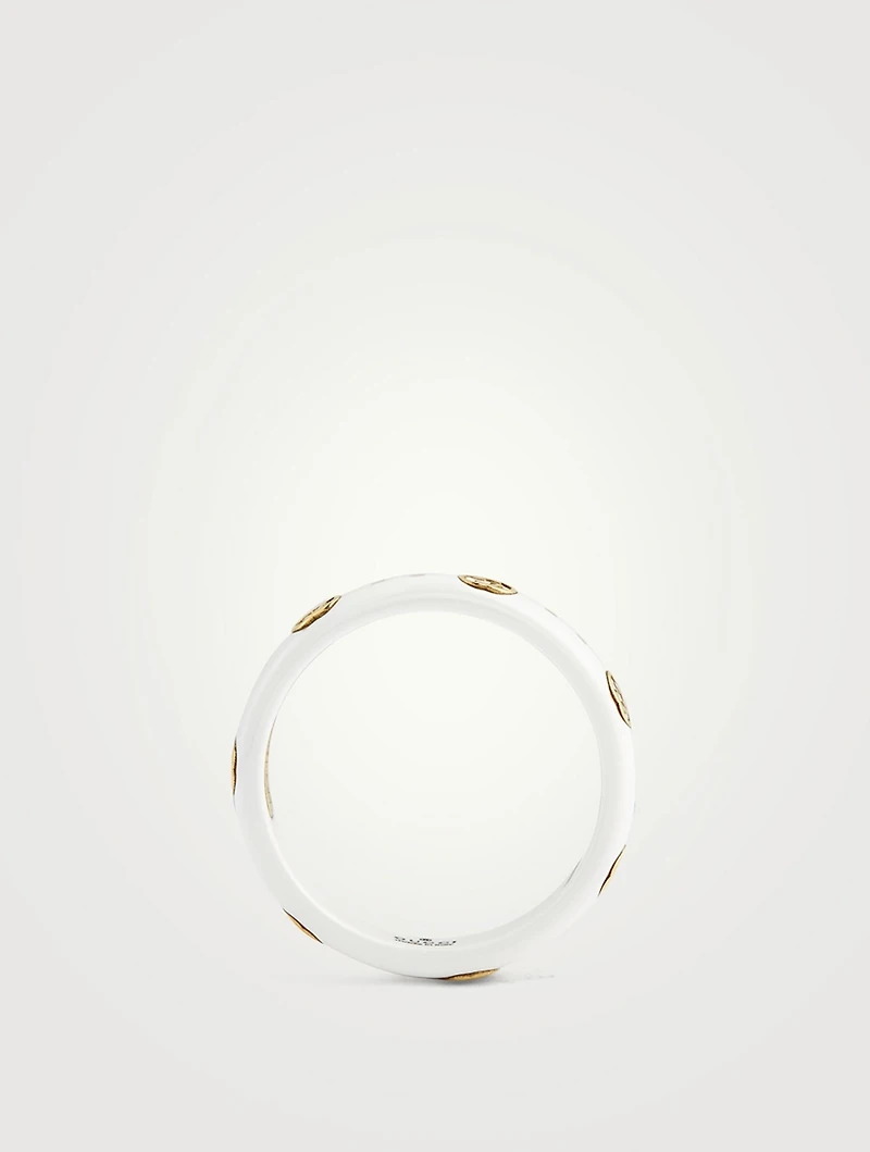 Interlocking G 18K Gold Icon Ring With White Zirconia