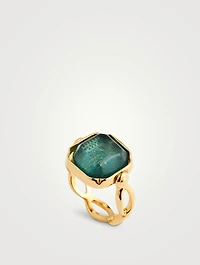 24K Gold Plated Square Crystal Cabochon Ring