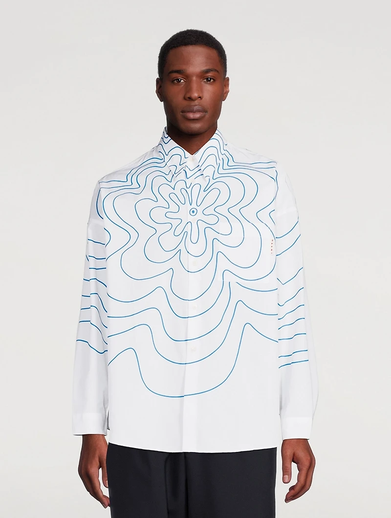 Long-Sleeve Shirt With Flower Motif
