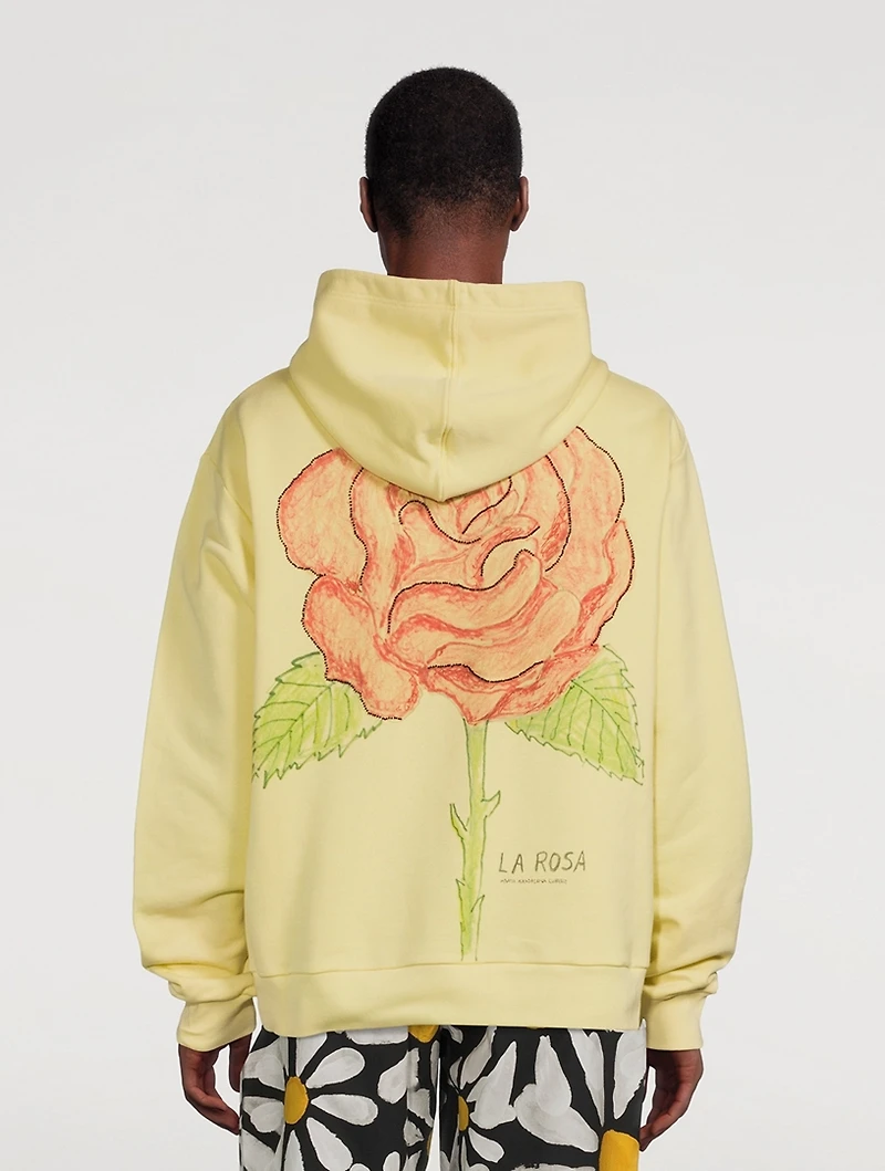 Embroidered Hoodie La Rosa Print