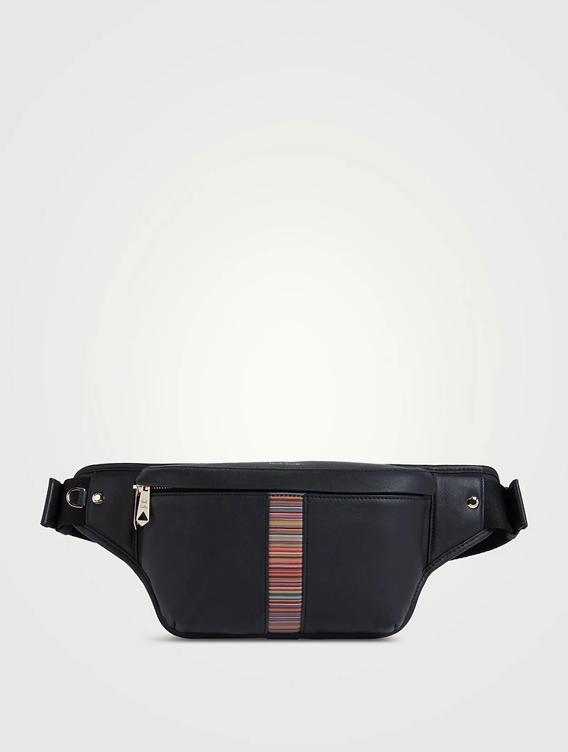 Leather Belt Bag With Signature Stripe