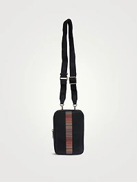 Leather Neck Pouch With Signature Stripe