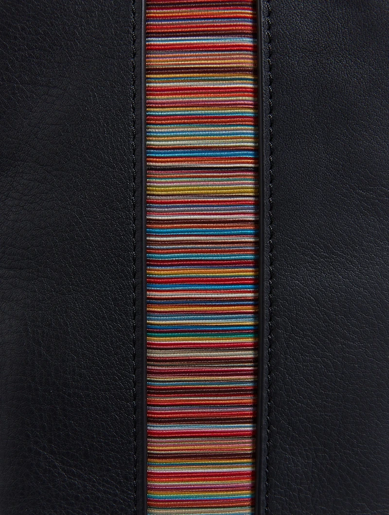 Leather Neck Pouch With Signature Stripe