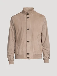 Suede-Front Bomber Jacket