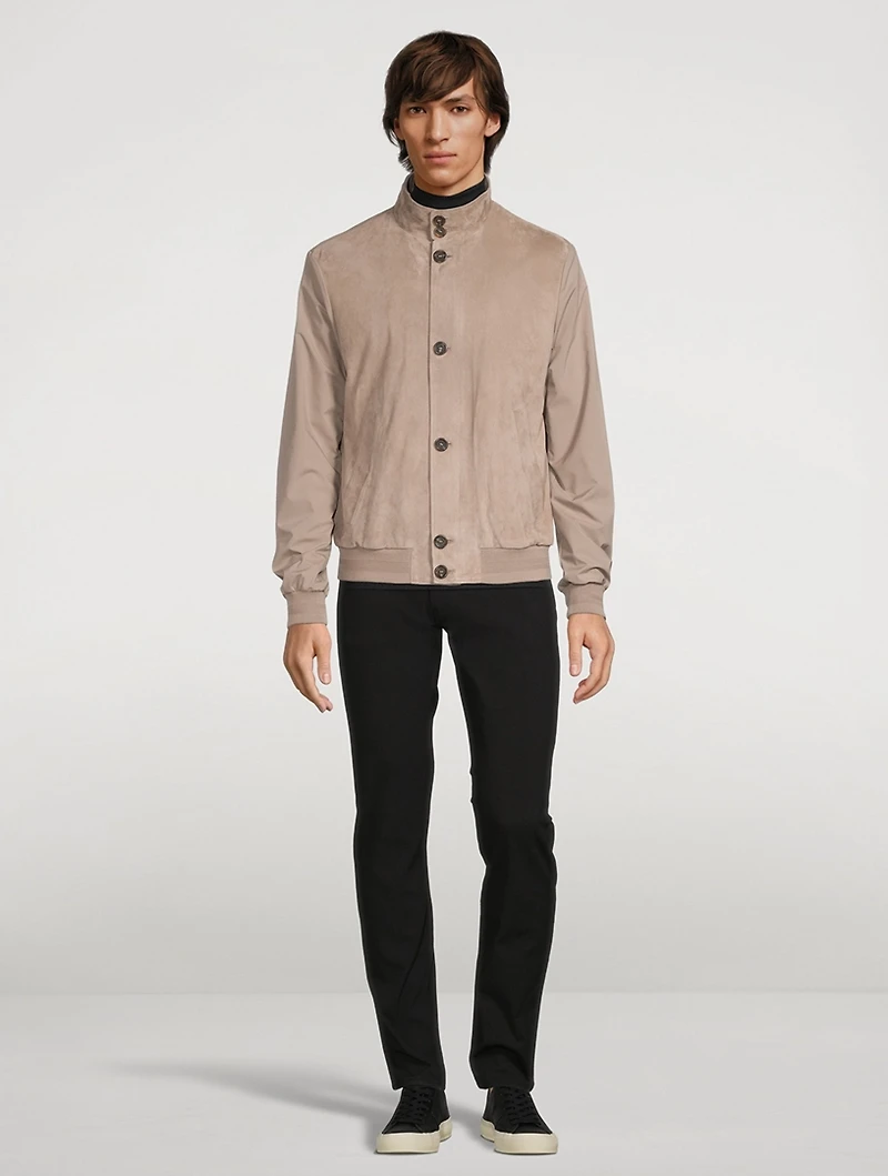 Suede-Front Bomber Jacket