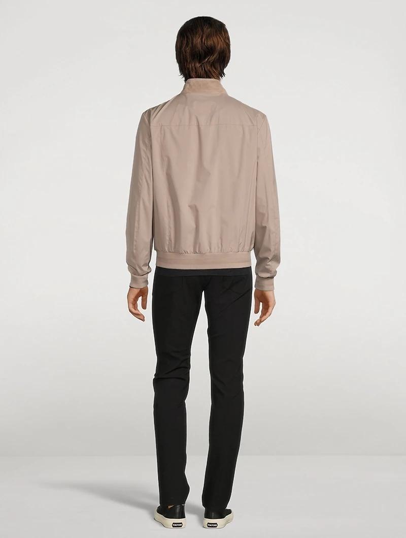 Suede-Front Bomber Jacket
