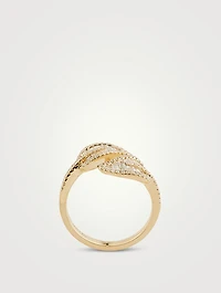 18K Gold Leaf Ring With Diamonds
