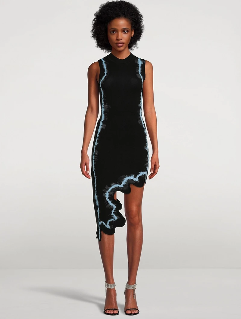 Brooklyn Wavy Asymmetric Dress Tie Dye Print