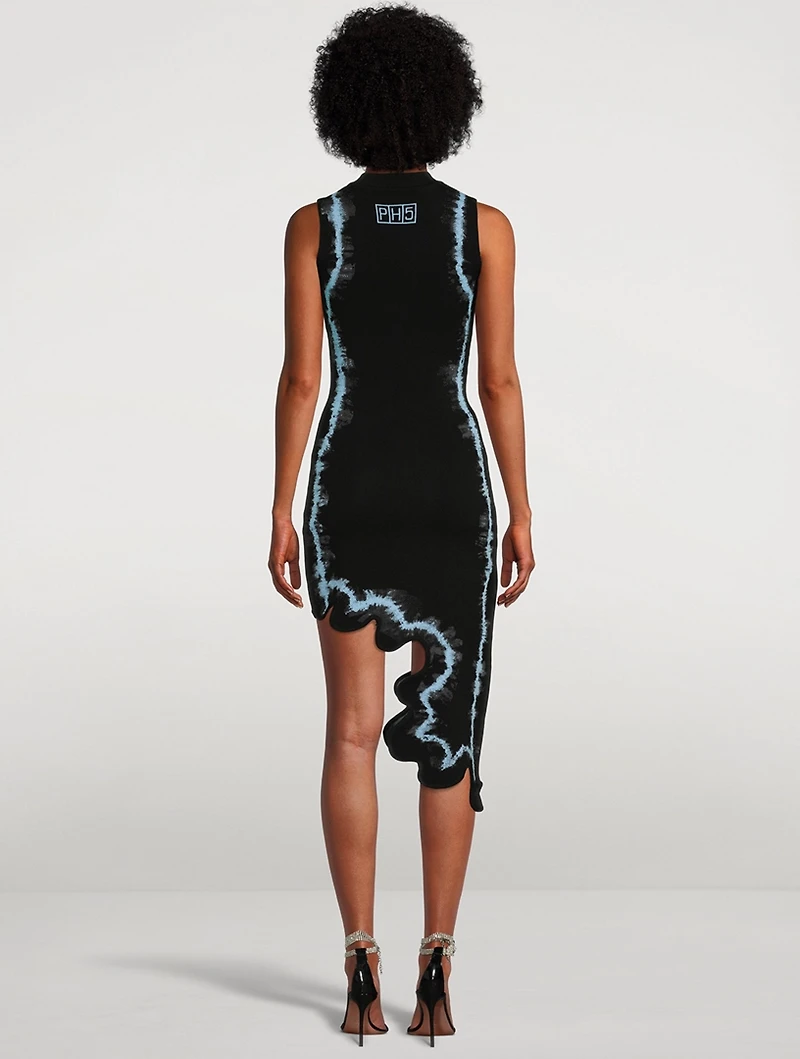 Brooklyn Wavy Asymmetric Dress Tie Dye Print