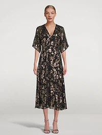 Tee Floral Jacquard Metallic Midi Dress