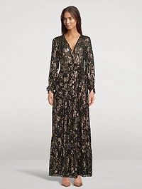 Tilane Floral Jacquard Metallic Maxi Dress