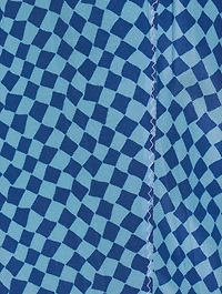 Asymmetric Silk Midi Dress Check Print