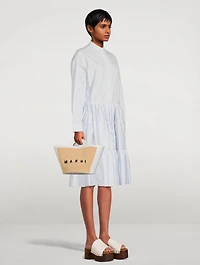 Drawstring Cotton Shirt Dress