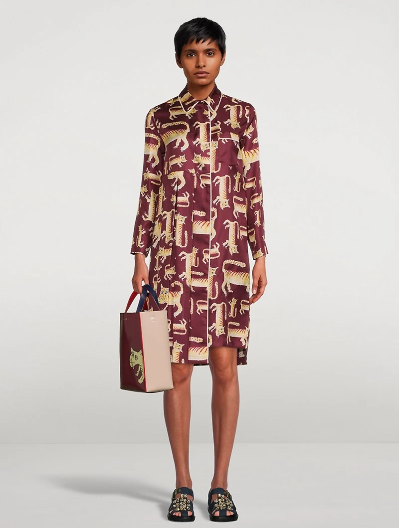 Silk Shirt Dress Lunar New Year Tiger Print