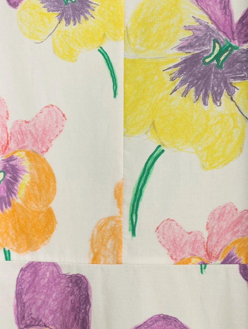 Sleeveless Midi Dress Pansies Print
