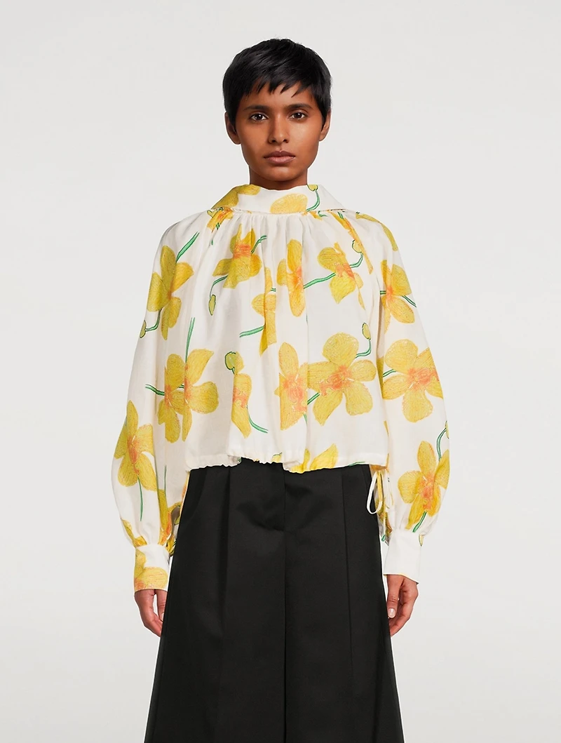 Ramie Blouse Orchids Print