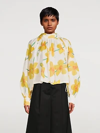 Ramie Blouse Orchids Print