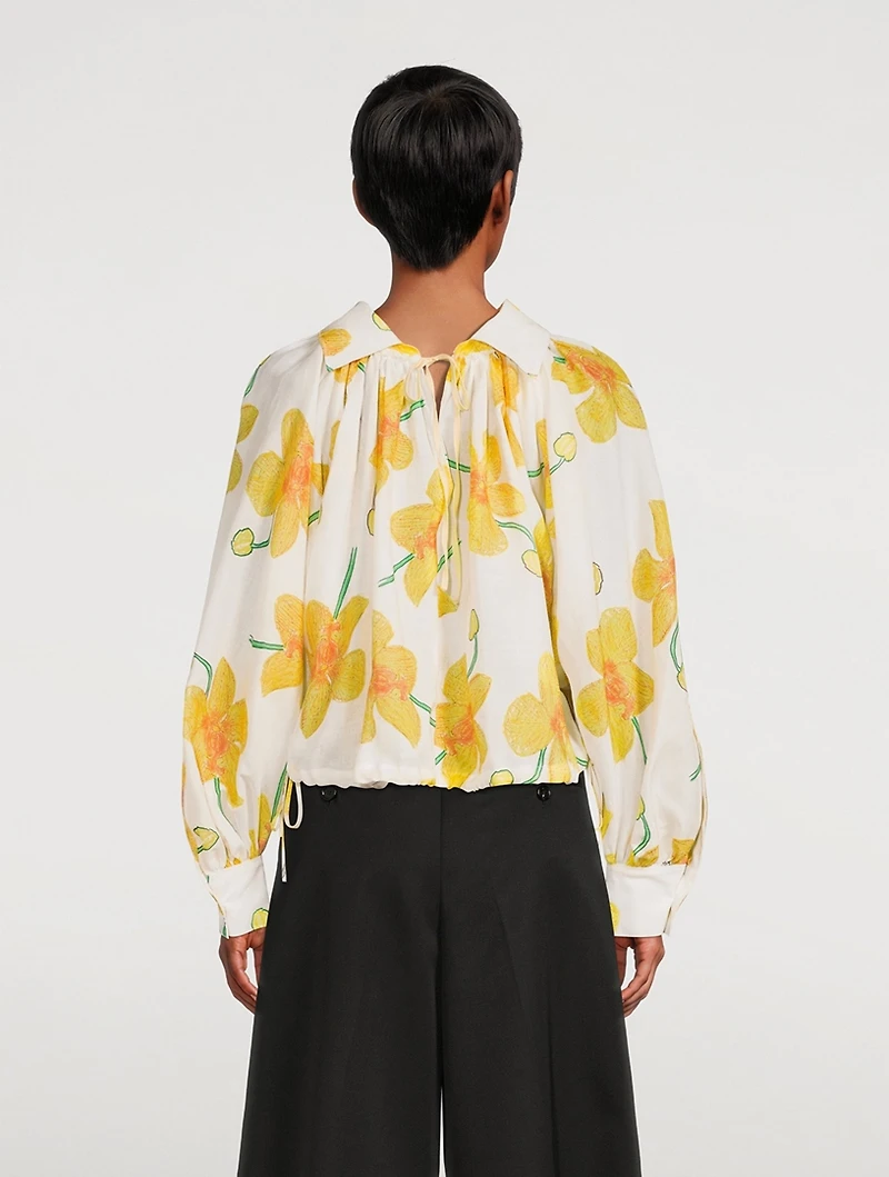 Ramie Blouse Orchids Print