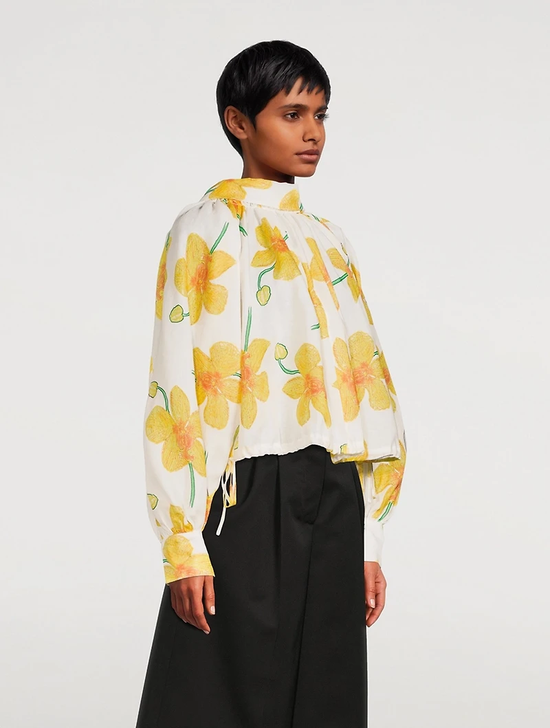 Ramie Blouse Orchids Print