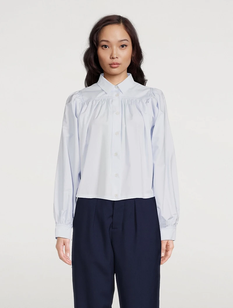 Cotton Poplin Drawstring Shirt