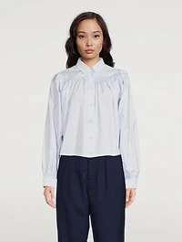 Cotton Poplin Drawstring Shirt