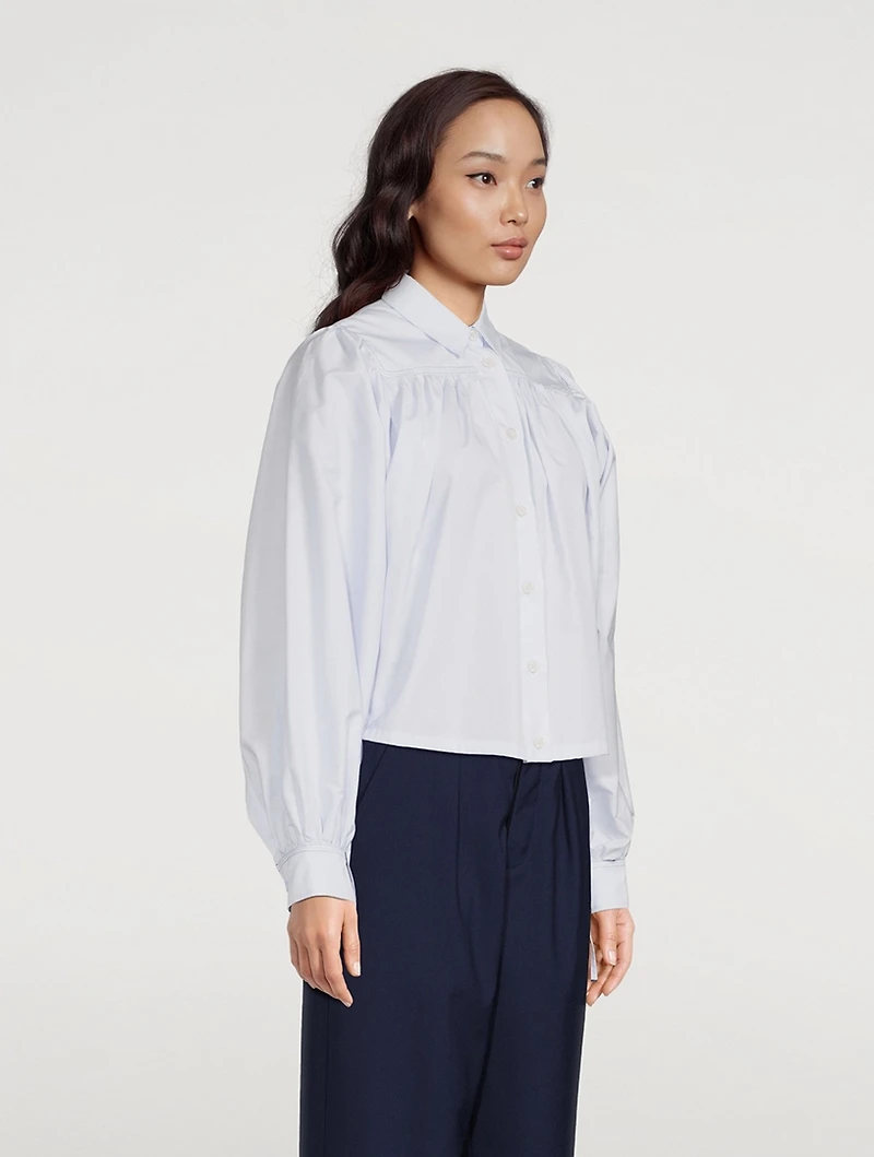 Cotton Poplin Drawstring Shirt