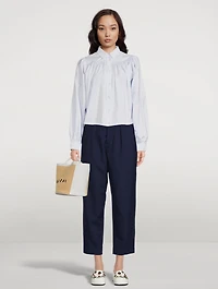 Cotton Poplin Drawstring Shirt