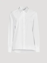 Cotton Shirt With Embellished Collar