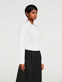 Cotton Shirt With Embellished Collar