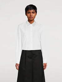 Cotton Shirt With Embellished Collar
