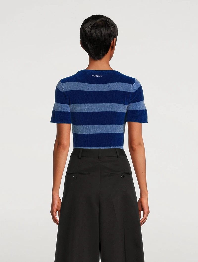 Short-Sleeve Striped Sweater